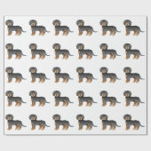Black & Tan Mini Goldendole Cartoon Dog Pattern Cadeaupapier (Vlak)