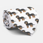 Black & Tan Mini Goldendole Cartoon Dog Pattern Stropdas (Opgerold)