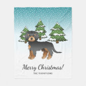 Black & Tan Mini Goldendoodle-hond - Winterbos Fleece Deken (Voorkant)
