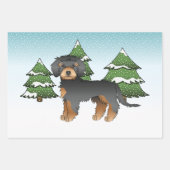 Black & Tan Mini Goldendoodle-hond - Winterbos Inpakpapier Vel (Voorkant 2)