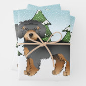 Black & Tan Mini Goldendoodle-hond - Winterbos Inpakpapier Vel (In situ)