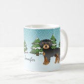 Black & Tan Mini Goldendoodle-hond - Winterbos Koffiemok (Voorkant rechts)