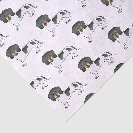 Black & Tan Pied Short Hair Dachshund Dog Patroon Tissuepapier (Detail)