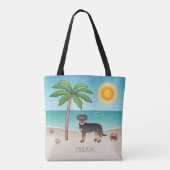 Black & Tan-rottweiler op een tropisch zomerstrand Tote Bag (Achterkant)