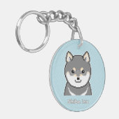 Black & Tan Shiba Inu Pixel Art Sleutelhanger (Voorkant Links)