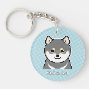 Black & Tan Shiba Inu Pixel Art Sleutelhanger