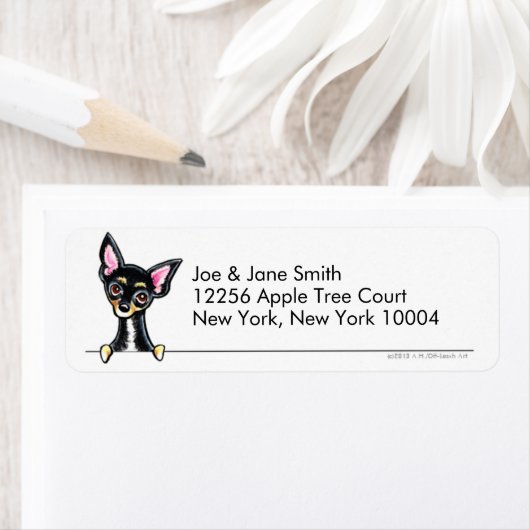 Black Tan Smooth Chihuahua Clean en Simple Etiket (Insitu)