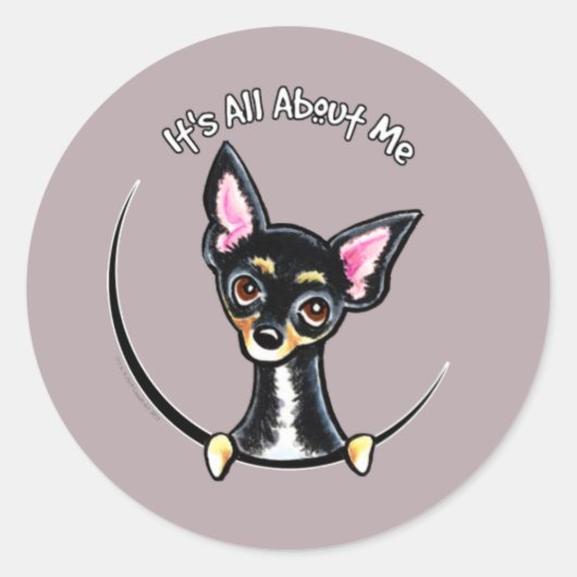 Black Tan Smooth Chihuahua IAAM Ronde Sticker (Voorkant)