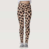 Black Tan White Safari Leopard Skin Pattern Print Leggings (Voorkant)