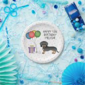 Black & Tan Wire Haire Dachshund Dog - Birthday Papieren Bordje (Feest)