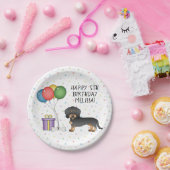 Black & Tan Wire Haire Dachshund Dog - Birthday Papieren Bordje (Feest)