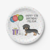 Black & Tan Wire Haire Dachshund Dog - Birthday Papieren Bordje (Voorkant)