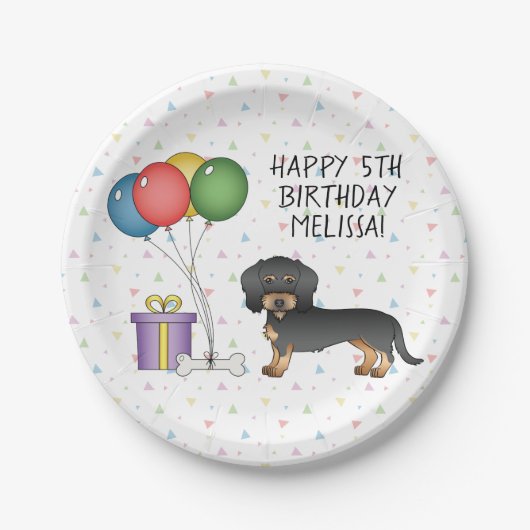 Black & Tan Wire Haire Dachshund Dog - Birthday Papieren Bordje (Voorkant)