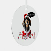 Black Tandan Modachshund Dog Face Santa Dachshund Metalen Ornament (Voorkant Rechts)