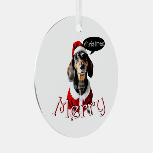 Black Tandan Modachshund Dog Face Santa Dachshund Metalen Ornament (Voorkant Rechts)