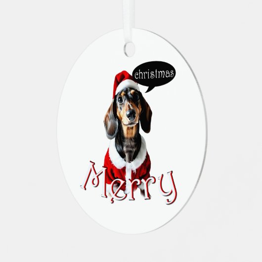 Black Tandan Modachshund Dog Face Santa Dachshund Metalen Ornament (Voorkant links)