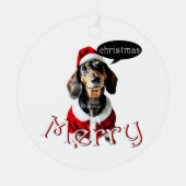 Black Tandan Modachshund Dog Face Santa Dachshund Metalen Ornament (Voorkant)