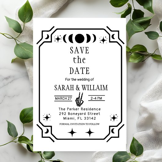 Black tarot Goth save the date wedding Invitation Kaart