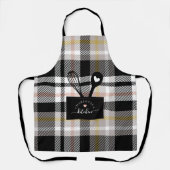 Black Tartan Pset Faux Pocket Spoon & Whisk Schort (Voorkant)