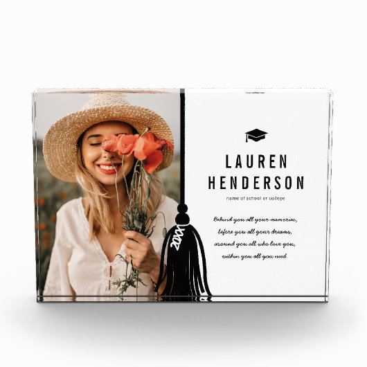 Black Tassel Custom Photo Afstuderen Fotoblokken (Voorkant)