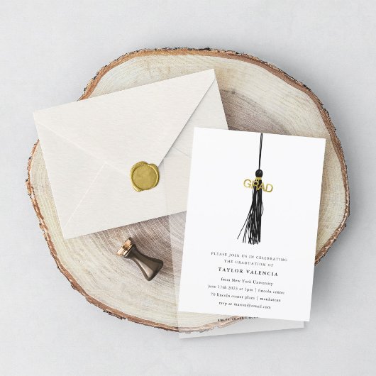 Black Tassel Graduing Party Foto aangepast Kaart