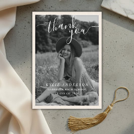 Black Tassel Senior Photo High School Graduation  Bedankkaart