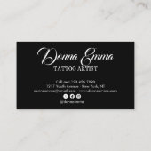 Black Tattoo artists photo script typography Visitekaartje (Achterkant)