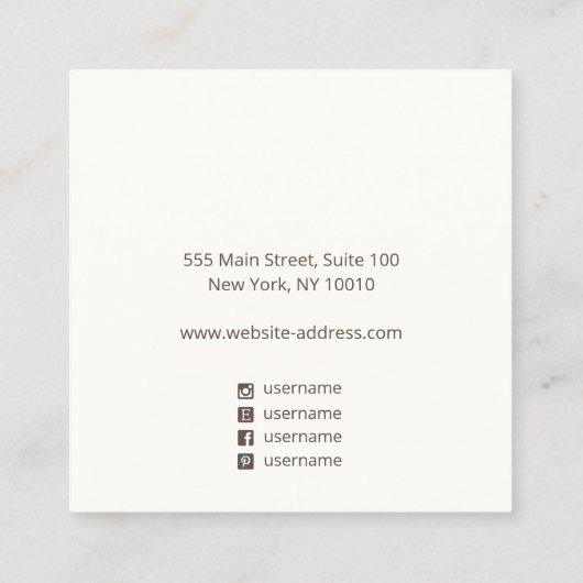 Black Taupe Curve Stud Earning Display Square Vierkante Visitekaartje (Achterkant)