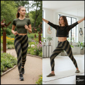 Black Taupe Glitch Woven Diagonal Stripe Leggings