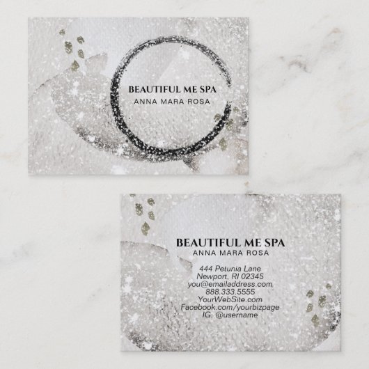*~* Black Taupe Glitter Abstract Visitekaartje (Voorkant / Achterkant)