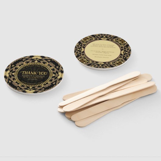 Black+ Taupe Gold Modern Art Deco Hartelijk dank Handwaaier (Niet-gemonteerd)