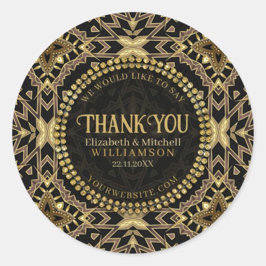 Black+ Taupe Gold Modern Art Deco Hartelijk dank Ronde Sticker (Voorkant)