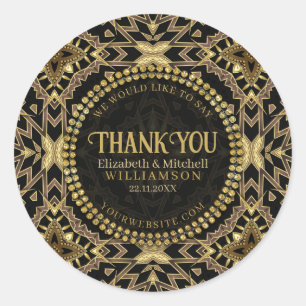 Black+ Taupe Gold Modern Art Deco Hartelijk dank Ronde Sticker