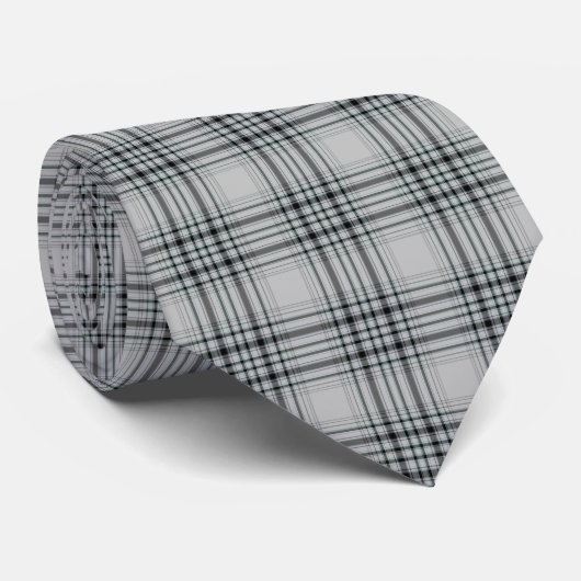Black Taupe Grey Tartan Pset Stropdas (Opgerold)