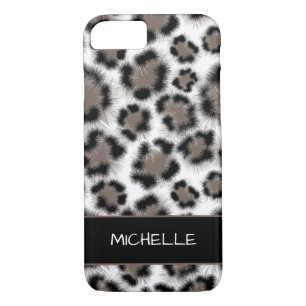 Black Taupe Leopard Print iPhone 8/7 Hoesje