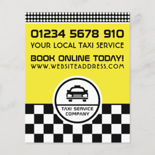 Black Taxi Cab Circled Logo met prijslijst Flyer