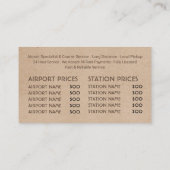 Black Taxi Cab Logo, Kraft Paper Effect Price List Visitekaartje (Achterkant)