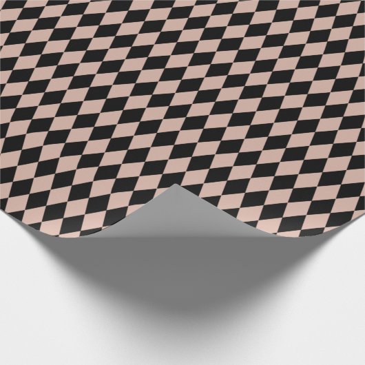 Black & Tea Rose Harlequin Diamonds Cadeaupapier (Hoek)