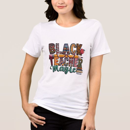 Black Teacher Magic: Inspire & Educat Tri-Blend Shirt (Voorkant)