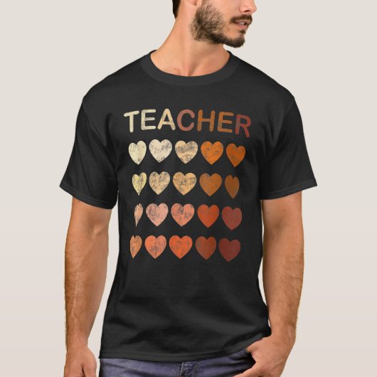 Black Teacher Magic Melanin Hearts Black History M T-shirt (Voorkant)