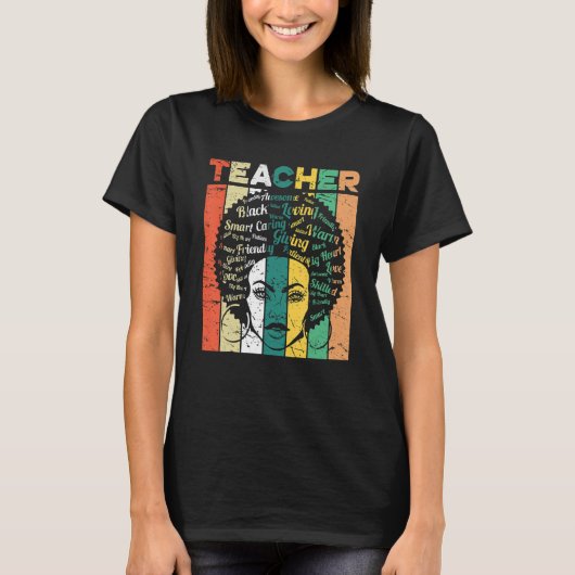Black Teacher Magic Melanin Hearts Black History M T-shirt (Voorkant)
