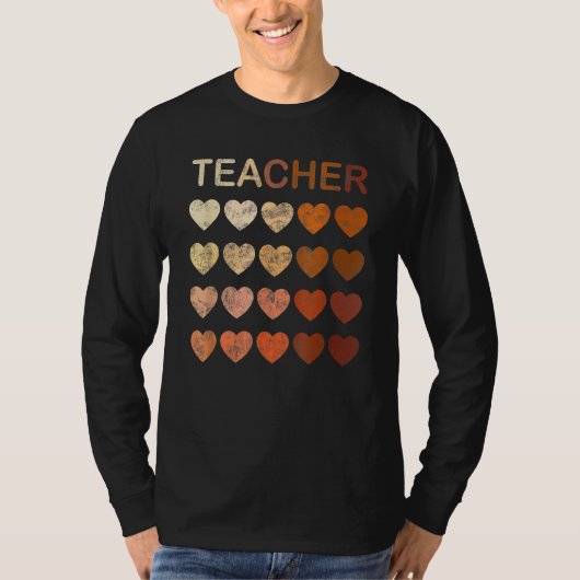Black Teacher Melanin Hearts Women Black History M T-shirt (Voorkant)