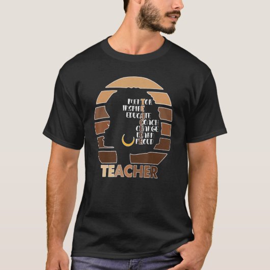 Black Teacher Pride Melanin Afro Queen African Ame T-shirt (Voorkant)