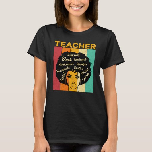 Black Teacher Smart African American Educator Afro T-shirt (Voorkant)
