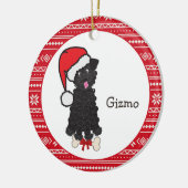 Black Teacup Poodle Dog Santa Monogram Keramisch Ornament (Links)
