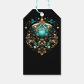 BLACK TEAL & GOLD CHRISTMAS ORNAMENT CADEAULABEL (Voorkant)