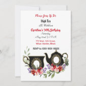 Black Teapot Floral vanmiddag High Tea 50 Birthday Kaart (Voorkant)