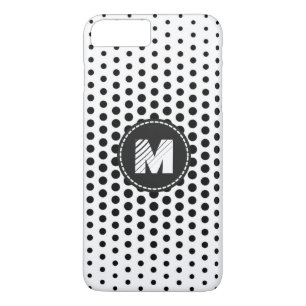 Black Techno Stippen Modern Monogram iPhone 8/7 Plus Hoesje