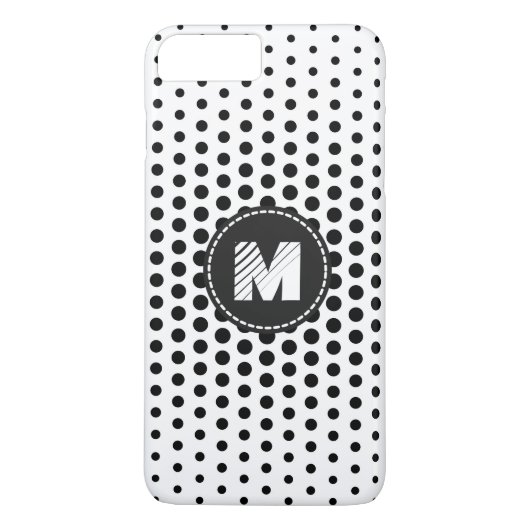 Black Techno Stippen Modern Monogram Case-Mate iPhone Case (Achterkant)
