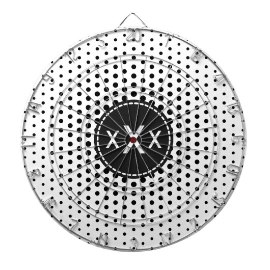 Black Techno Stippen Modern Monogram Dartbord (Voorkant)
